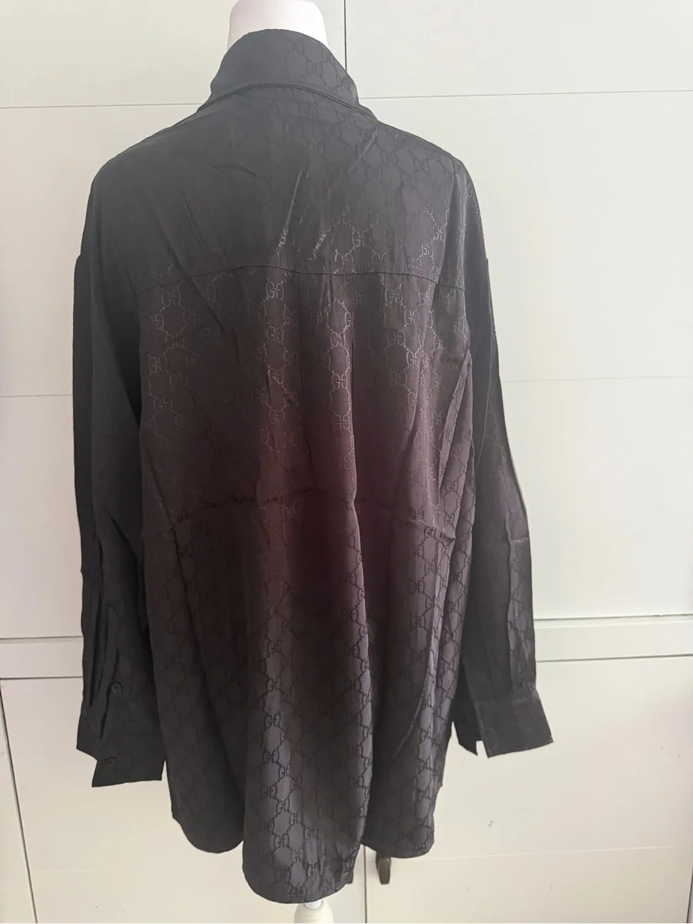 Gucci Black Monogram Long-Sleeve Button-Down Shirt